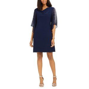 Msk Womens Embellished Split-Sleeve Sheath Dress